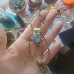 Boho Or Bust Rising Sun Apotheca Brass Druzy Frin… - image 1